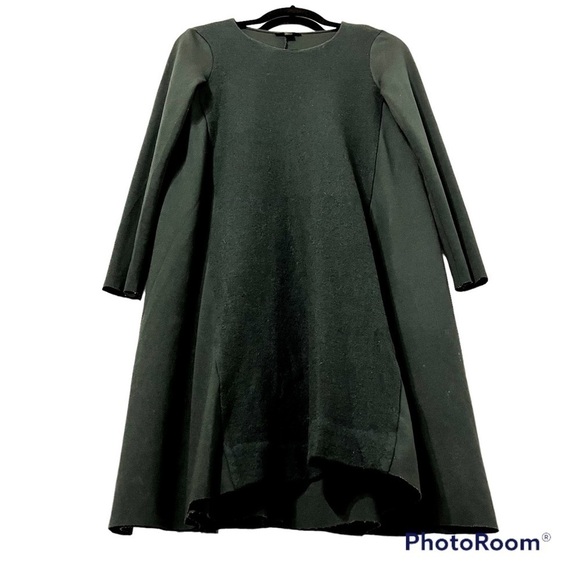 COS Wool Blend Contrast Dark Green A-line Swing Dress Size S - Picture 4 of 12